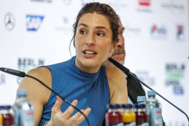 Berlin, 14 06 25, Tennis ecotrans Ladies Open Berlin at Steffi Graf Stadium Opening press conference for the draw for the main draw, BERLIN TENNIS OPEN by HYLO Andrea Petkovic speaks to the press Berlin Tennis Open by HYLO 2025