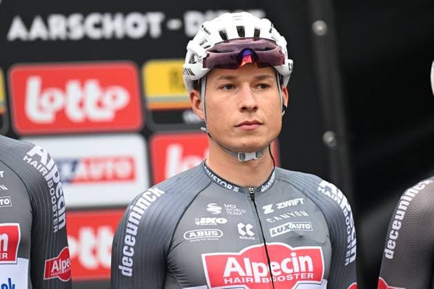 Dwars door het Hageland 2025 Cycling Race DIEST, BELGIUM - JUNE 14 : Philipsen Jasper (BEL) of Alpecin - Deceuninck during the 13th edition of Dwars door het Hageland an UCI ProSeries 1.Pro one day cycling road race for Men Elite of 180 km with start in Aarschot and finish in Diest on June 14, 2025 in Diest, Belgium, 14 06 2025 ( Motordriver Stephan Boone - Diest Belgium  Copyright: xTomasxSiskx