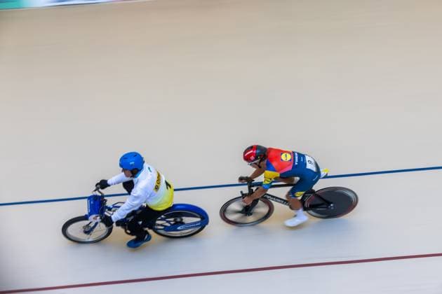 Erfurt , 140625 , German Championship Standing Derny Final in picture Derny Men Tim Tom Teutenberg