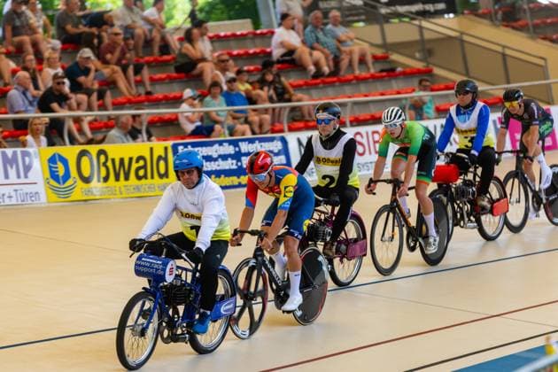 Erfurt , 140625 , German Championship Standing Derny Final in picture Derny Men Tim Tom Teutenberg