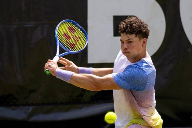 Ben Shelton USA xettx, Germany, Stuttgart, 14 06 2025, Tennis, Boss Open, 2025, Semifinal, A Zverev GER B Shelton USA , TC Weissenhof, Center Court