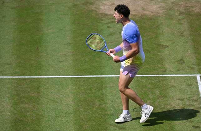 Ben Shelton USA jubilation, joy, emotion, emotional, cheers, happiness, happy, gesture gesture tennis men BOSS Open ATP 250 Stuttgart 2025 Weissenhof BOSS Open ATP 250 Stuttgart 2025
