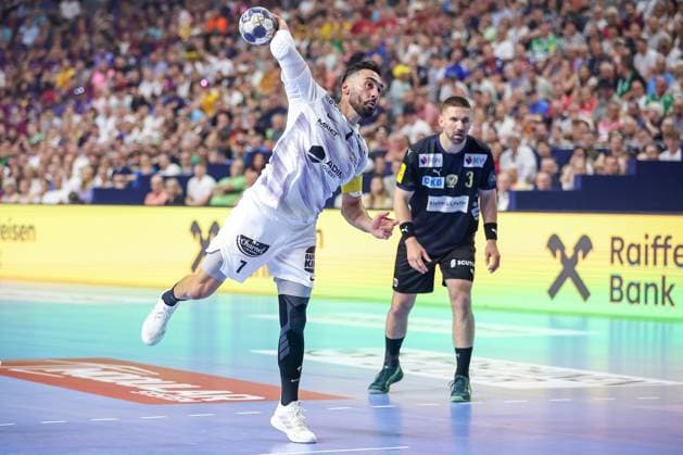 14 06 2025, Handball, Semi-final TruckScout24 EHF FINAL4, LANXESS arena Cologne, Füchse Berlin HBC Nantes Valero Rivera Folch HBC Nantes FRA 07 throws on goal North Rhine-Westphalia Germany