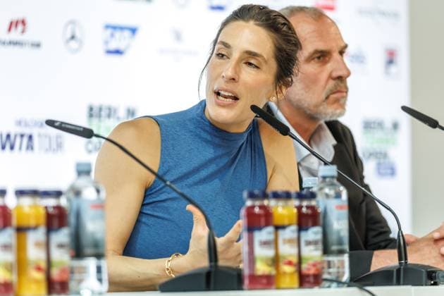 Berlin, 14 06 25, Tennis ecotrans Ladies Open Berlin at Steffi Graf Stadium Opening press conference for the draw for the main draw, BERLIN TENNIS OPEN by HYLO Andrea Petkovic speaks to the press Berlin Tennis Open by HYLO 2025
