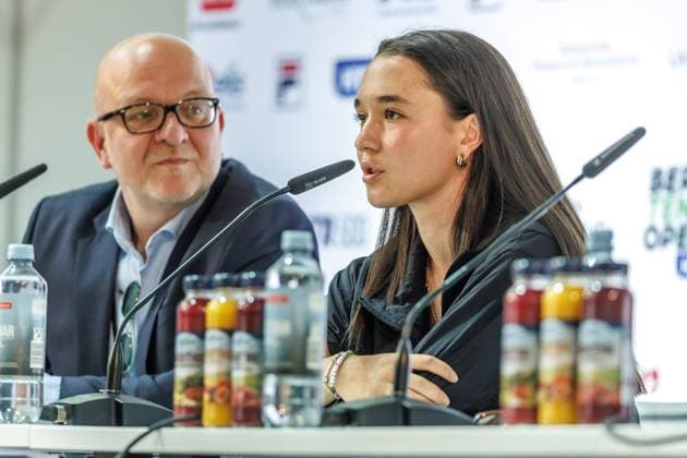 Berlin, 14 06 25, Tennis ecotrans Ladies Open Berlin at Steffi Graf Stadium Opening press conference for the draw for the main draw, BERLIN TENNIS OPEN by HYLO Eva Lys speaks to the press Berlin Tennis Open by HYLO 2025