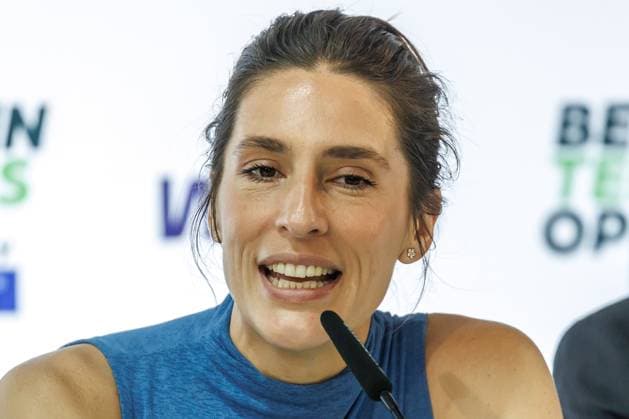 Berlin, 14 06 25, Tennis ecotrans Ladies Open Berlin at Steffi Graf Stadium Opening press conference for the draw for the main draw, BERLIN TENNIS OPEN by HYLO Andrea Petkovic speaks to the press Berlin Tennis Open by HYLO 2025