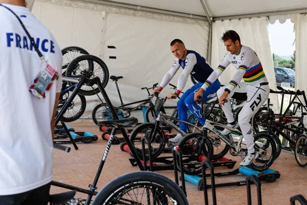 COUPE DU MONDE DE BMX 2025 MANCHE 1 PHOTOPQR LE DAUPHINE Christophe AGOSTINIS ; Sarrians ; 14 06 2025 ; Sarrians le 14 juin 2025. Coupe du Monde de BMX 2025. Manche 1.. Elite homme.. Joris Daudet et Romain Mahieu. Photo Christophe Agostinis Le Dauphiné Libéré BMX WORLD CUP EVENT IN SARRIANCE FRANCE JUNE 14TH 2025 Sarrians Vaucluse Provence-Alpes-Côte d Azur France  Copyright: xPHOTOPQR LExDAUPHINE MAXPPPxChristophexAGOSTINISx 20250614JDL0080 20250614JDL0080