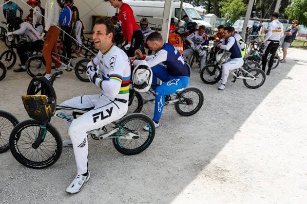 COUPE DU MONDE DE BMX 2025 MANCHE 1 PHOTOPQR LE DAUPHINE Christophe AGOSTINIS ; Sarrians ; 14 06 2025 ; Sarrians le 14 juin 2025. Coupe du Monde de BMX 2025. Manche 1.. Elite homme. Sylvain André, Joris Daudet et Romain Mahieu. Photo Christophe Agostinis Le Dauphiné Libéré BMX WORLD CUP EVENT IN SARRIANS FRANCE JUNE 14TH 2025 Sarrians Vaucluse Provence-Alpes-Côte d Azur France  Copyright: xPHOTOPQR LExDAUPHINE MAXPPPxChristophexAGOSTINISx 20250614JDL0086 20250614JDL0086