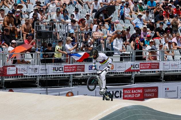 COUPE DU MONDE DE BMX 2025 MANCHE 1 PHOTOPQR LE DAUPHINE Christophe AGOSTINIS ; Sarrians ; 14 06 2025 ; Sarrians le 14 juin 2025. Coupe du Monde de BMX 2025. Manche 1.. Elite homme. Joris Daudet. Photo Christophe Agostinis Le Dauphiné Libéré BMX WORLD CUP EVENT IN SARRIANS FRANCE JUNE 14TH 2025 Sarrians Vaucluse Provence-Alpes-Côte d Azur France  Copyright: xPHOTOPQR LExDAUPHINE MAXPPPxChristophexAGOSTINISx 20250614JDL0007 20250614JDL0007