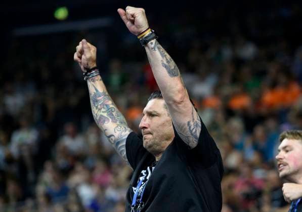 Cheers Stefan KRETZSCHMAR B, Board Member Sport Handball Champions League Final Four 2025, Semifinal, Fuechse Berlin B HBC Nantes NAN , on 14 06 2025 in Cologne Germany Â