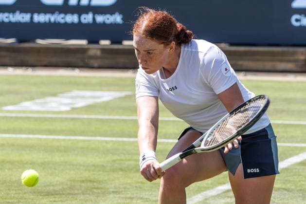 Berlin, 14 06 25, Tennis ecotrans Ladies Open Berlin at Steffi Graf Stadium Ladies, Singles, Kalinskaya Russia Seidel Germany xxx returns a ball Berlin Tennis Open by HYLO 2025