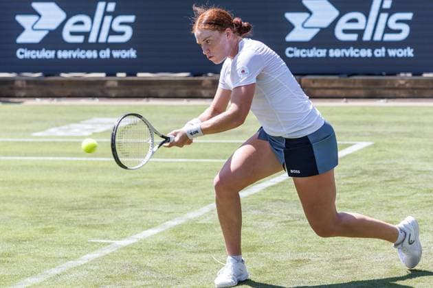 Berlin, 14 06 25, Tennis ecotrans Ladies Open Berlin at Steffi Graf Stadium Ladies, Singles, Kalinskaya Russia Seidel Germany xxx returns a ball Berlin Tennis Open by HYLO 2025