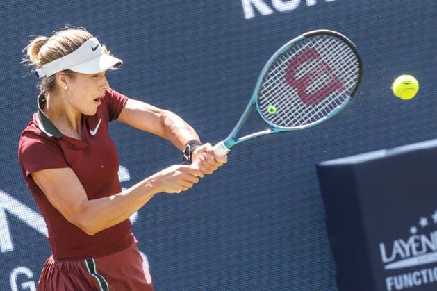 Berlin, 14 06 25, Tennis ecotrans Ladies Open Berlin at Steffi Graf Stadium Ladies, Singles, Kalinskaya Russia Seidel Germany Anna Kalinskaya Russia returns a ball Berlin Tennis Open by HYLO 2025