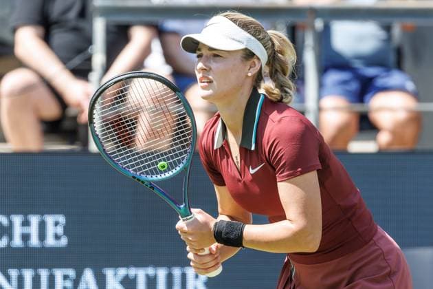 Berlin, 14 06 25, Tennis ecotrans Ladies Open Berlin at Steffi Graf Stadium Ladies, Singles, Kalinskaya Russia Seidel Germany Anna Kalinskaya Russia focuses on the return Berlin Tennis Open by HYLO 2025