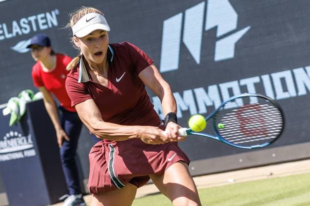 Berlin, 14 06 25, Tennis ecotrans Ladies Open Berlin at Steffi Graf Stadium Ladies, Singles, Kalinskaya Russia Seidel Germany Anna Kalinskaya Russia returns a ball Berlin Tennis Open by HYLO 2025
