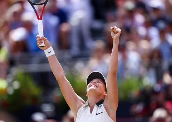 HSBC Tennis Championships, Day Six, Semi Finals, Queens Club, London, UK - 14 Jun 2025 Tatjana Maria (GER) celebrates reaching the final with a win against Madison Keys in the 2025 HSBC Championships at Queens Club London Queens Club London GBR, UK NEWSPAPERS OUT Copyright: xMarkxGreenwoodx