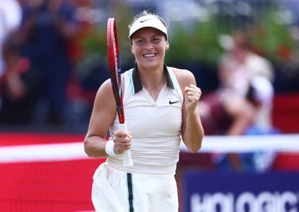 HSBC Tennis Championships, Day Six, Semi Finals, Queens Club, London, UK - 14 Jun 2025 Tatjana Maria (GER) celebrates reaching the final with a win against Madison Keys in the 2025 HSBC Championships at Queens Club London Queens Club London GBR, UK NEWSPAPERS OUT Copyright: xMarkxGreenwoodx