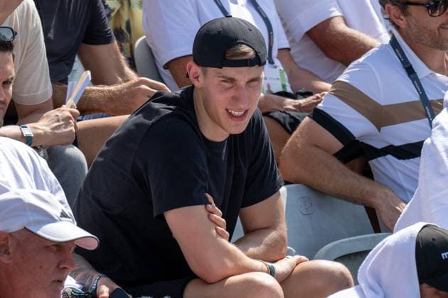 Nico Schlotterbeck Borussia Dortmund on the VIP stand xettx, Germany, Stuttgart, 14 06 2025, Tennis, Boss Open, 2025, Semifinal, A Zverev GER B Shelton USA , TC Weissenhof, Center Court