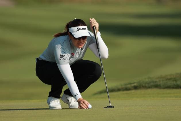 Meijer LPGA, Golf Damen Classic BELMONT, MICHIGAN-JUNE 14: Hannah Green of Australia lines up her putt on the second green during the third round of the Meijer LPGA Classic for Simply Give golf tournament at Blythefield Country Club in Belmont, MI, USA Saturday, June 14, 2025. Belmont Michigan United States  Copyright: xJorgexLemusx originalFilename:lemus-meijerlp250614_npuCv.jpg
