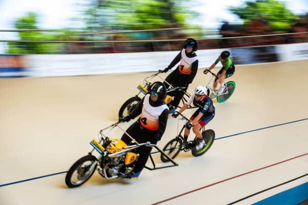 Erfurt , 140625 , German Championship Standing Derny Final in picture Robin Rautzenberg Sven Lohse