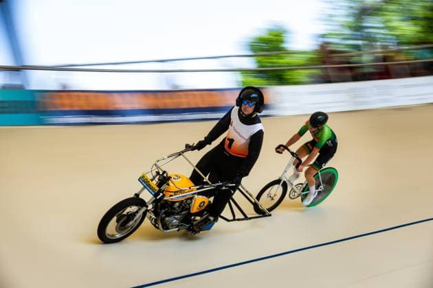 Erfurt , 140625 , German Championship Standing Derny Final in picture Robin Rautzenberg Sven Lohse