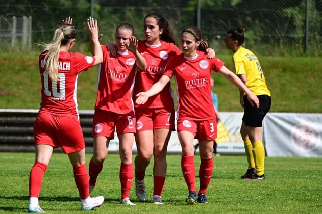 14 06 2025 xkhx Bad Hersfeld Womens Hesse Cup final SF BG MArburg Kickers Offenbach Goal celebration after the 1-0 goal by Aline Czaplicki 6, OFC Women