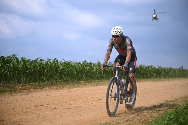 Dwars door het Hageland 2025 Cycling Race DIEST, BELGIUM - JUNE 14 : Philipsen Jasper (BEL) of Alpecin - Deceuninck during the 13th edition of Dwars door het Hageland an UCI ProSeries 1.Pro one day cycling road race for Men Elite of 180 km with start in Aarschot and finish in Diest on June 14, 2025 in Diest, Belgium, 14 06 2025 ( Motordriver Stephan Boone - Diest Belgium  Copyright: xTomasxSiskx