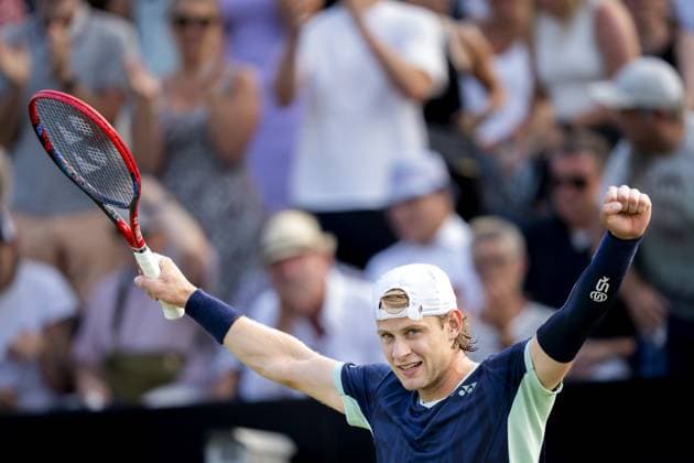 DEN BOSCH - Zizou Bergs (BEL) after his won match against Reilly Opelka (USA) during the semifinals of the Libema Open. The tennis tournament takes place at the Autotron in Rosmalen. ANP SANDER KONING xVIxANPxSportx xxANPxIVx 529895379 originalFilename: 529895379.jpg