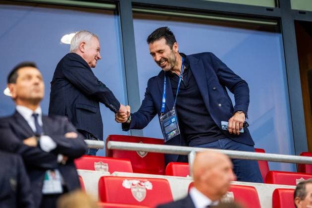 SLOVAKIA U21, U 21 - ITALY U21 Gianluigi Buffon during the UEFA European Under-21 Championship 2025 Group A football match between Slovakia U21 and Italy U21. Stadium City Arena, Trnava, Slovakia, June 14, 2025. Photo by Branislav Racko Copyright: xx 080A1248