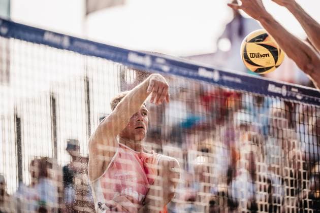 Beach Volleyball Men Allianz German Beach Tour 2025 Tourstop Bremen 14 06 2025 Daniel Kirchner at the Attack Bremen Waterfront Bremen Germany