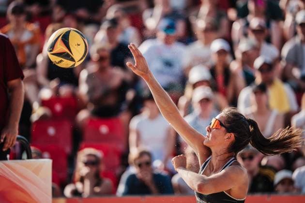 Beach Volleyball Women Allianz German Beach Tour 2025 Tourstop Bremen 14 06 2025 Sophia Neuss at the Attack Bremen Waterfront Bremen Germany