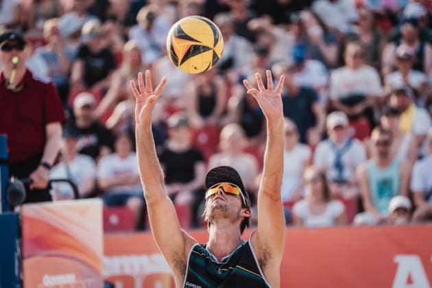 Beach volleyball men Allianz German Beach Tour 2025 Tourstop Bremen 14 06 2025 Served by Niklas Held Bremen Waterfront Bremen Germany