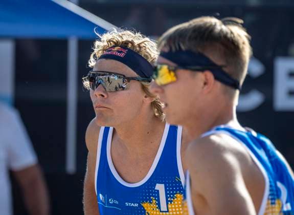 MALMÖ 2025 06 15 David Ahman and Jonatan Hellvig in Saturdays quarterfinal against the Austrian pair in Petutschnig Trummer at the Beach Pro Tour pa Ribban in Malmö Ahman Hellvig won 2 0 in sets MALMÖ SWEDEN x50090x  Copyright: xJohanxNilssonx xTTx BEACH PRO TOUR MALMÖ