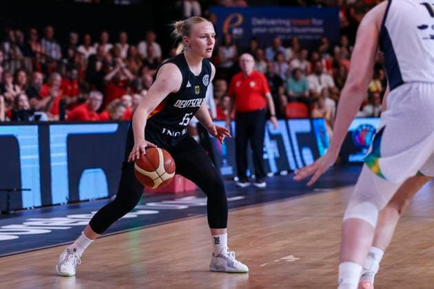 Basketball Womens test match Belgium Germany 14 06 2025 Jessika Schiffer Germany, 55 on the ball Basketball Womens test match Belgium Germany Oostende, Coretec Dôme on 14 06 2025 Copyright: xBEAUTIFULxSPORTS Freisenx