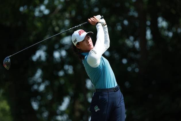 Meijer LPGA, Golf Damen Classic BELMONT, MICHIGAN-JUNE 14: Celine Boutier of France plays her tee shot on the 10th hole during the third round of the Meijer LPGA Classic for Simply Give golf tournament at Blythefield Country Club in Belmont, MI, USA Saturday, June 14, 2025. Belmont Michigan United States  Copyright: xJorgexLemusx originalFilename:lemus-meijerlp250614_npmhO.jpg