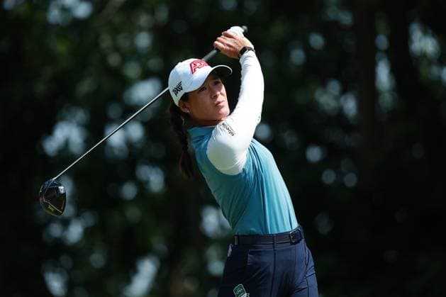 Meijer LPGA, Golf Damen Classic BELMONT, MICHIGAN-JUNE 14: Celine Boutier of France plays her tee shot on the 10th hole during the third round of the Meijer LPGA Classic for Simply Give golf tournament at Blythefield Country Club in Belmont, MI, USA Saturday, June 14, 2025. Belmont Michigan United States  Copyright: xJorgexLemusx originalFilename:lemus-meijerlp250614_npNlM.jpg