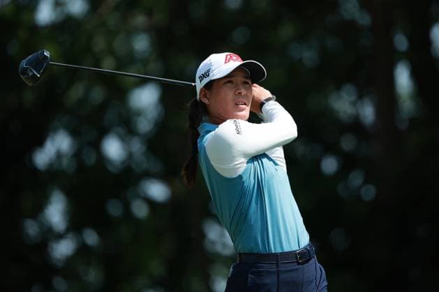 Meijer LPGA, Golf Damen Classic BELMONT, MICHIGAN-JUNE 14: Celine Boutier of France plays her tee shot on the 10th hole during the third round of the Meijer LPGA Classic for Simply Give golf tournament at Blythefield Country Club in Belmont, MI, USA Saturday, June 14, 2025. Belmont Michigan United States  Copyright: xJorgexLemusx originalFilename:lemus-meijerlp250614_npuri.jpg