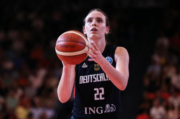 Basketball Womens Test Match Belgium Germany 14 06 2025 Emily Bessoir Germany, 22 throws Basketball Womens Test Match Belgium Germany Oostende, Coretec Dôme on 14 06 2025 Copyright: xBEAUTIFULxSPORTS Freisenx