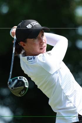 Meijer LPGA, Golf Damen Classic BELMONT, MICHIGAN-JUNE 14: Carlota Ciganda of Spain plays her tee shot on the 10th hole during the third round of the Meijer LPGA Classic for Simply Give golf tournament at Blythefield Country Club in Belmont, MI, USA Saturday, June 14, 2025. Belmont Michigan United States  Copyright: xJorgexLemusx originalFilename:lemus-meijerlp250614_npDb3.jpg