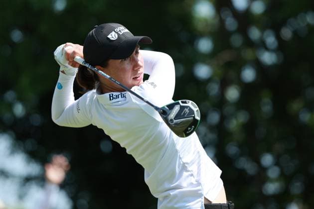 Meijer LPGA, Golf Damen Classic BELMONT, MICHIGAN-JUNE 14: Carlota Ciganda of Spain plays her tee shot on the 10th hole during the third round of the Meijer LPGA Classic for Simply Give golf tournament at Blythefield Country Club in Belmont, MI, USA Saturday, June 14, 2025. Belmont Michigan United States  Copyright: xJorgexLemusx originalFilename:lemus-meijerlp250614_npMMY.jpg