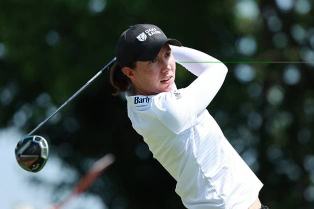 Meijer LPGA, Golf Damen Classic BELMONT, MICHIGAN-JUNE 14: Carlota Ciganda of Spain plays her tee shot on the 10th hole during the third round of the Meijer LPGA Classic for Simply Give golf tournament at Blythefield Country Club in Belmont, MI, USA Saturday, June 14, 2025. Belmont Michigan United States  Copyright: xJorgexLemusx originalFilename:lemus-meijerlp250614_nppfj.jpg