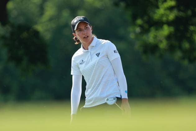 Meijer LPGA, Golf Damen Classic BELMONT, MICHIGAN-JUNE 14: Carlota Ciganda of Spain reacts to her putt on the 18th green during the third round of the Meijer LPGA Classic for Simply Give golf tournament at Blythefield Country Club in Belmont, MI, USA Saturday, June 14, 2025. Belmont Michigan United States  Copyright: xJorgexLemusx originalFilename:lemus-meijerlp250614_npKF3.jpg