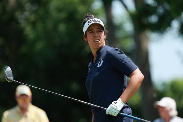 Meijer LPGA, Golf Damen Classic BELMONT, MICHIGAN-JUNE 14: Sofia Garcia of Paraguay plays her tee shot on the 10th hole during the third round of the Meijer LPGA Classic for Simply Give golf tournament at Blythefield Country Club in Belmont, MI, USA Saturday, June 14, 2025. Belmont Michigan United States  Copyright: xJorgexLemusx originalFilename:lemus-meijerlp250614_npz2F.jpg