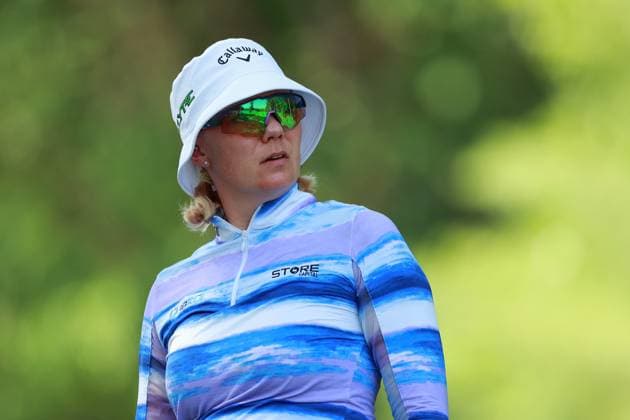 Meijer LPGA, Golf Damen Classic for Simply Give BELMONT, MICHIGAN - JUNE 14: Madelene Sagstrom of Enkoping, Sweden looks from the 16th tee during the third round of the Meijer LPGA Classic for Simply Give golf tournament at Blythefield Country Club in Belmont, MI, USA Saturday, June 14, 2025. Belmont Michigan United States  Copyright: xAmyxLemusx originalFilename:lemus-meijerlp250614_npOsK.jpg