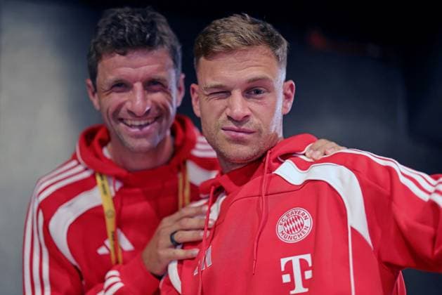Sport Themen der Woche KW24 Sport Bilder des Tages TQL Stadium Bayern Munich s Thomas Muller and Joshua Kimmich speak to the press in the mixed zone at TQL Stadium this Saturday 14th. The team is preparing to face Auckland City in the 1st round of Group C of the 2025 FIFA Club World Cup. 30761 (Heuler Andrey SPP)  Copyright: xHeulerxAndreyx xSPPx spp-en-HeAn-HADE3263