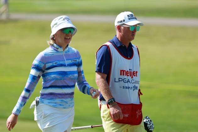 Meijer LPGA, Golf Damen Classic BELMONT, MICHIGAN-JUNE 14: Madelene Sagstrom of Sweden reacts to her putt on the 17th green during the third round of the Meijer LPGA Classic for Simply Give golf tournament at Blythefield Country Club in Belmont, MI, USA Saturday, June 14, 2025. Belmont Michigan United States  Copyright: xJorgexLemusx originalFilename:lemus-meijerlp250614_npG3k.jpg