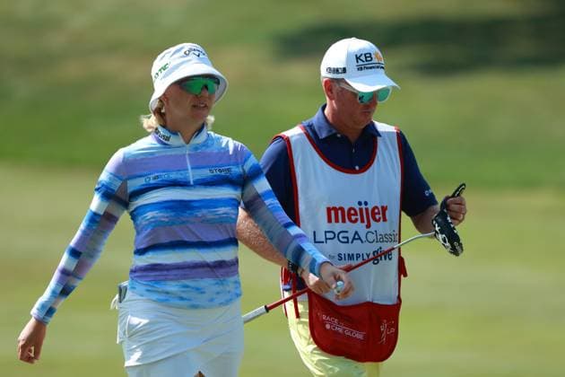 Meijer LPGA, Golf Damen Classic BELMONT, MICHIGAN-JUNE 14: Madelene Sagstrom of Sweden reacts to her putt on the 17th green during the third round of the Meijer LPGA Classic for Simply Give golf tournament at Blythefield Country Club in Belmont, MI, USA Saturday, June 14, 2025. Belmont Michigan United States  Copyright: xJorgexLemusx originalFilename:lemus-meijerlp250614_npv6b.jpg
