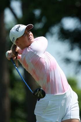Meijer LPGA, Golf Damen Classic BELMONT, MICHIGAN-JUNE 14: Cassie Porter of Australia plays her tee shot on the 10th hole during the third round of the Meijer LPGA Classic for Simply Give golf tournament at Blythefield Country Club in Belmont, MI, USA Saturday, June 14, 2025. Belmont Michigan United States  Copyright: xJorgexLemusx originalFilename:lemus-meijerlp250614_npVZs.jpg