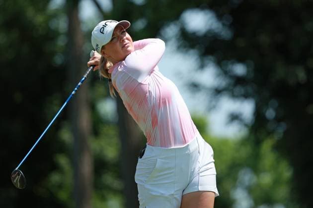 Meijer LPGA, Golf Damen Classic BELMONT, MICHIGAN-JUNE 14: Cassie Porter of Australia plays her tee shot on the 10th hole during the third round of the Meijer LPGA Classic for Simply Give golf tournament at Blythefield Country Club in Belmont, MI, USA Saturday, June 14, 2025. Belmont Michigan United States  Copyright: xJorgexLemusx originalFilename:lemus-meijerlp250614_npL0Y.jpg