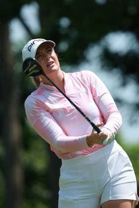 Meijer LPGA, Golf Damen Classic BELMONT, MICHIGAN-JUNE 14: Cassie Porter of Australia plays her tee shot on the 10th hole during the third round of the Meijer LPGA Classic for Simply Give golf tournament at Blythefield Country Club in Belmont, MI, USA Saturday, June 14, 2025. Belmont Michigan United States  Copyright: xJorgexLemusx originalFilename:lemus-meijerlp250614_nptWg.jpg